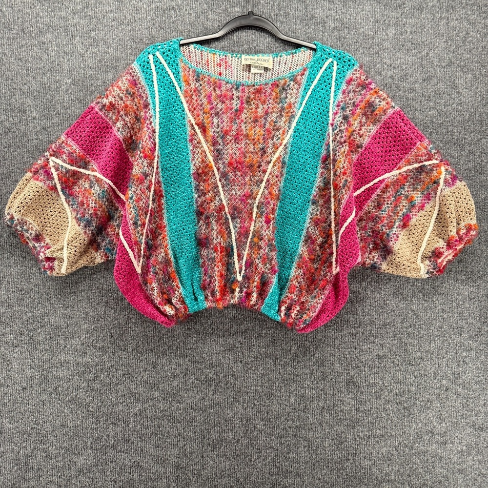 Vintage Bonnie Boerer Sweater Womens S Patchwork Cropped Artsy Hippie Grannycore